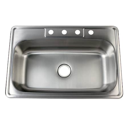 Gourmetier GKTS332290 Drop-in Single Bowl Kitchen Sink, Brushed GKTS332290